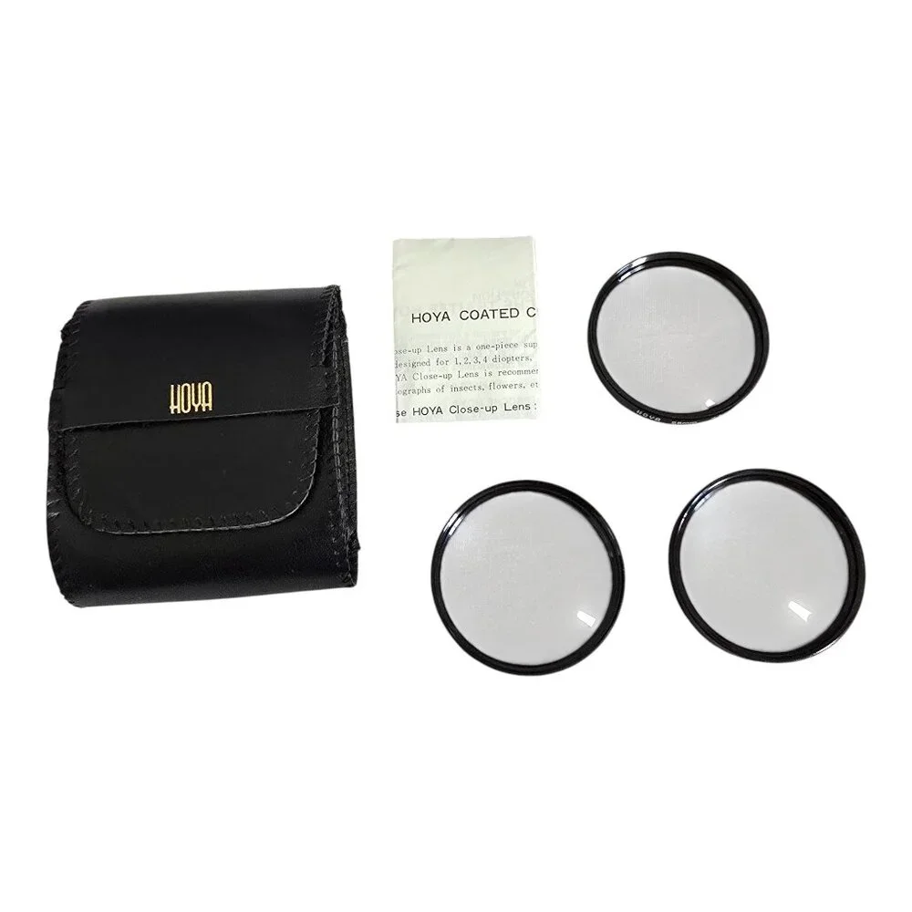 Set of 3 HOYA 55 mm Close-Up Lens Filters +1, +2, +4 w/ Case Made in Japan